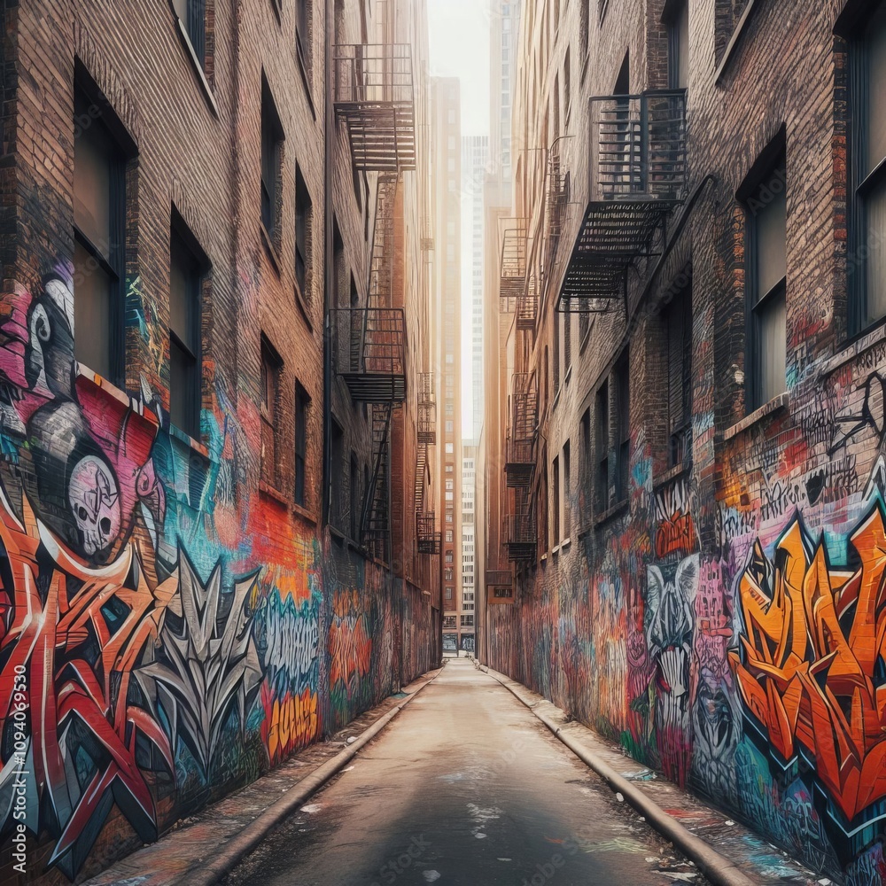 Urban Alley Brick walls and graffiti Urban Alley Brick walls and graffiti