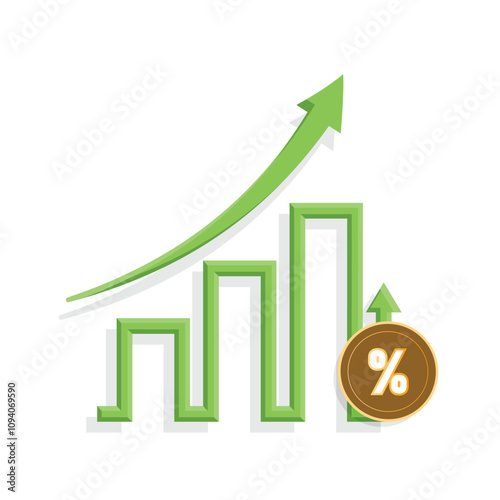 Chart Icons. growing bar graph icon. Business charts and graph icons. Statistics and Analytics Outline Icon, down or up arrow. flat design style