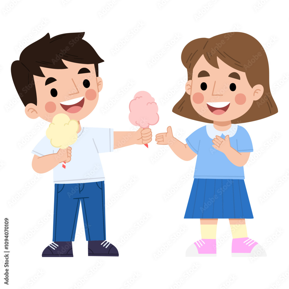 Illustration of children sharing snacks Illustration of children sharing snacks