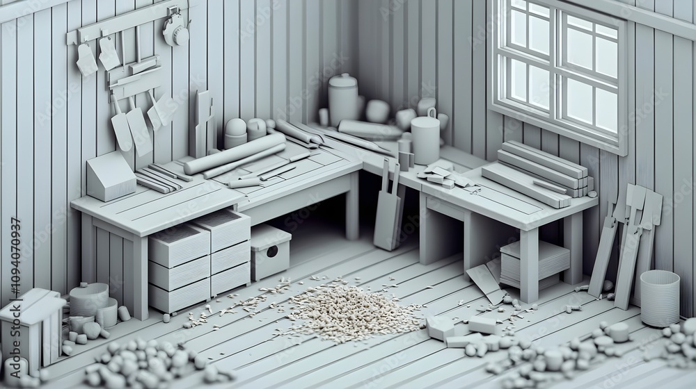 Carpenter Workshop Interior Model Carpenter Workshop Interior Model