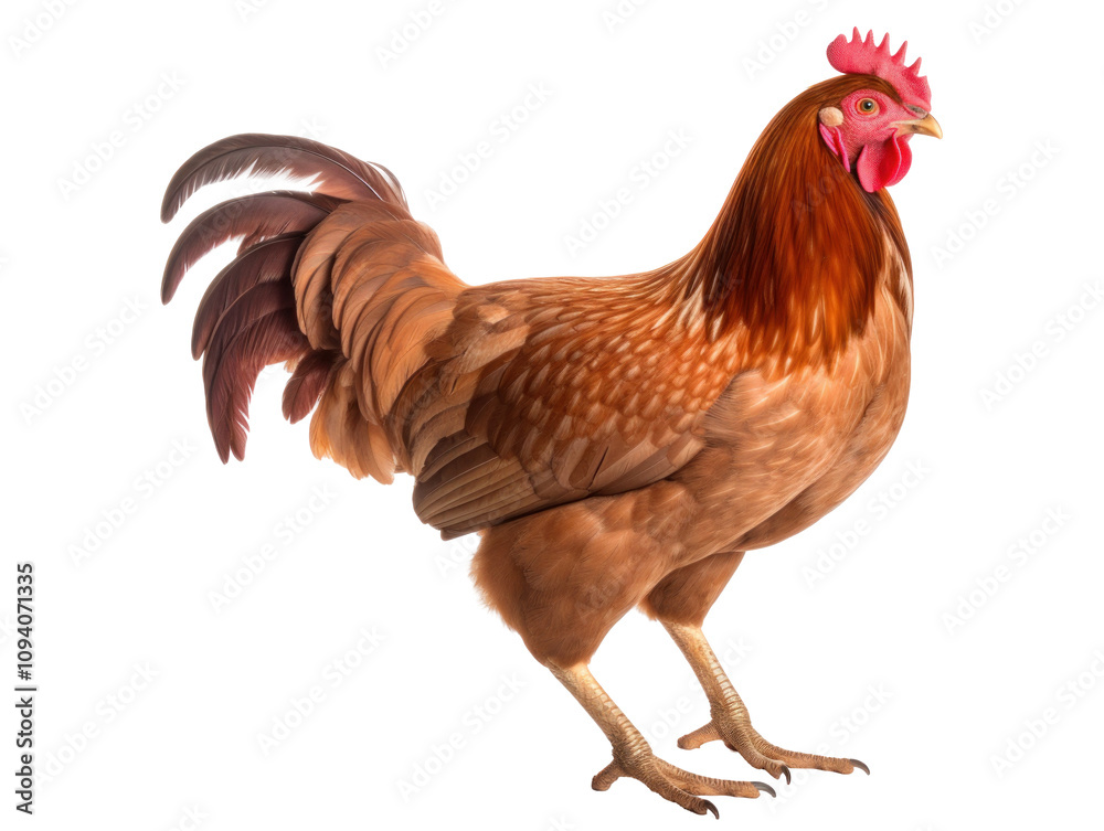 Fototapeta premium Realistic Brown Rooster on transparent background
