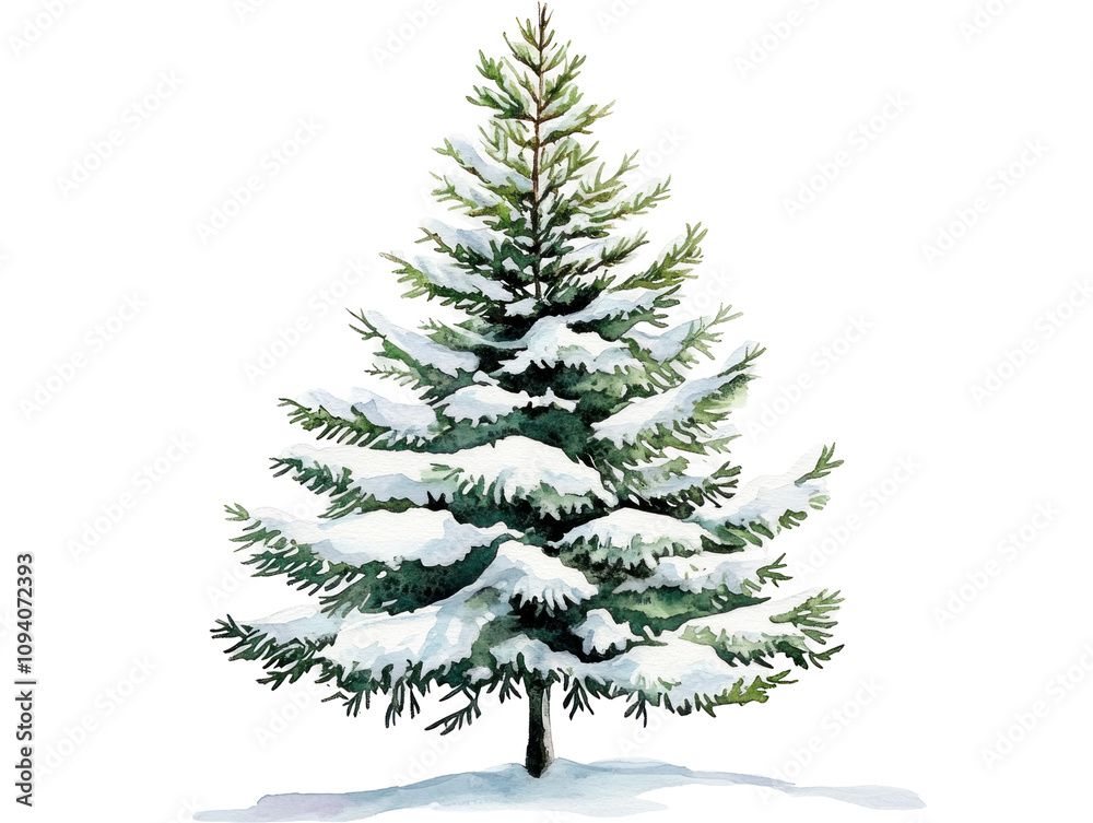 Snowy Evergreen Tree Illustration