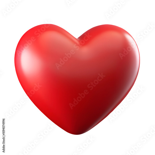 red heart 3d render icon in cartoon plastic style minimal isolated on transparent white background, clipping path