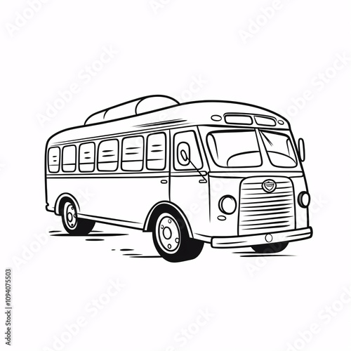 A simple black and white coloring page featuring a bus design, ideal for kids to color with clear outlines.


