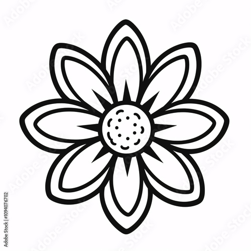 A basic, simple flower coloring page for kids, featuring bold black and white outlines for easy coloring and creativity.


