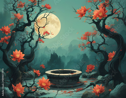 Moonlit Wishing Well photo