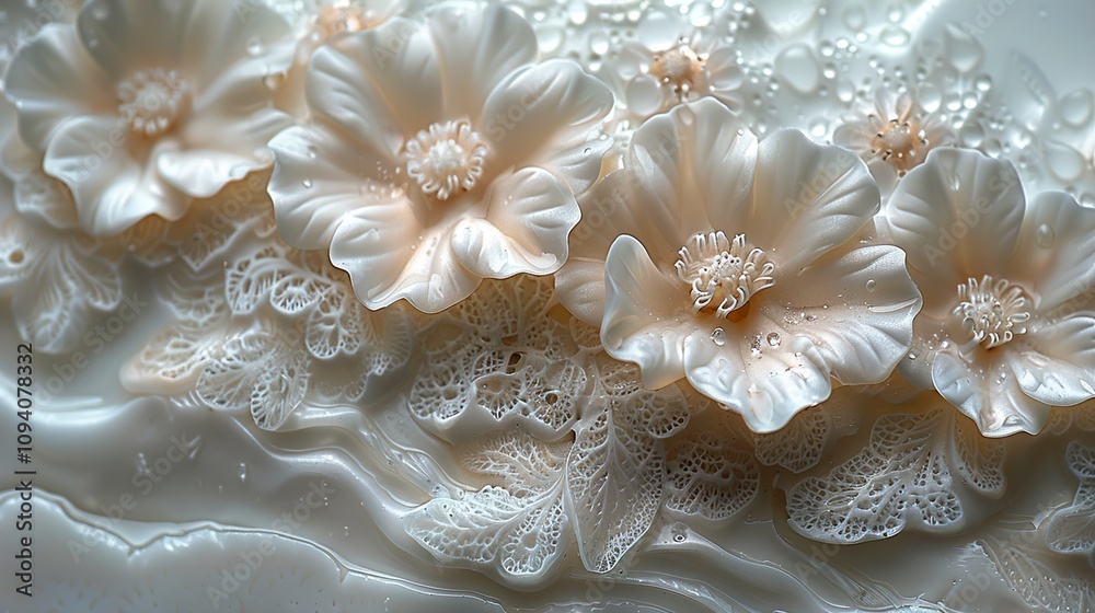 Delicate White Flowers with Intricate Floral Pattern - Close Up Photography Delicate White Flowers with Intricate Floral Pattern - Close Up Photography