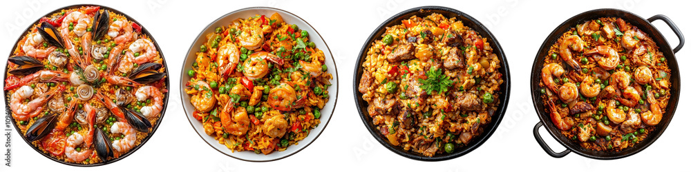 Paella isolated on white background. Collection Set png. Paella isolated on white background. Collection Set png.