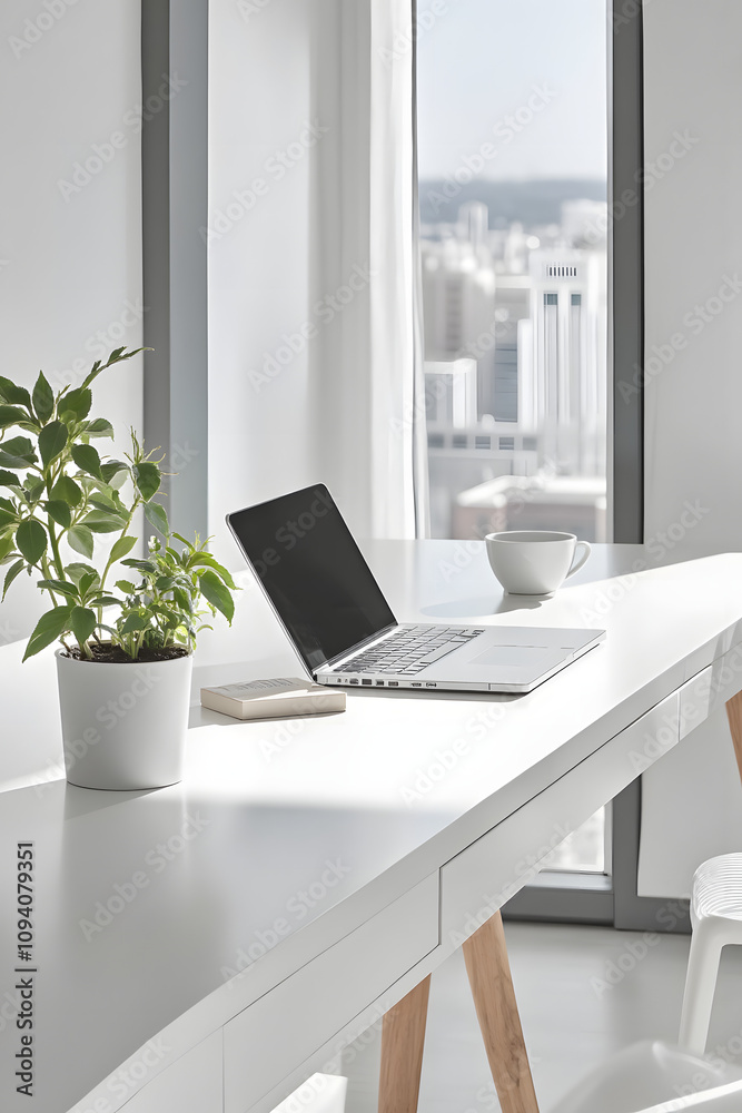 office interior with laptop office interior with laptop