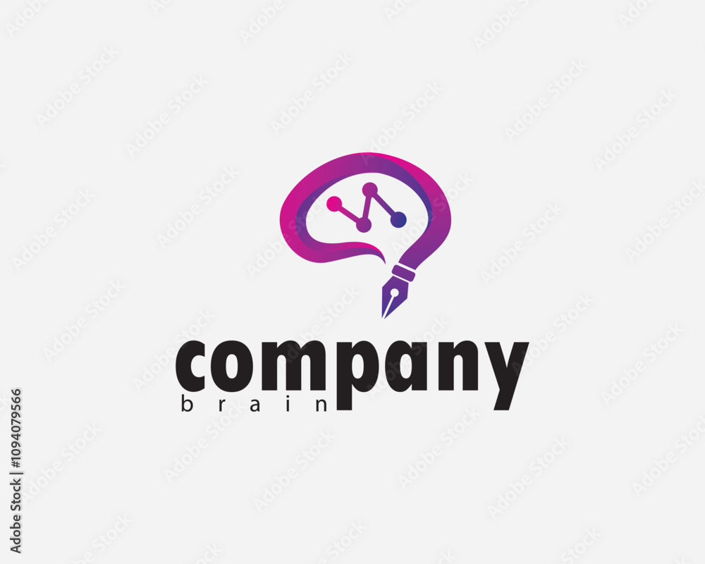 creative combination of brain and pen tip with neurons in it logo design creative combination of brain and pen tip with neurons in it logo design