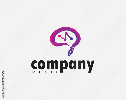 Free Download creative combination of brain and pen tip with neurons in it logo design - GFXLoad