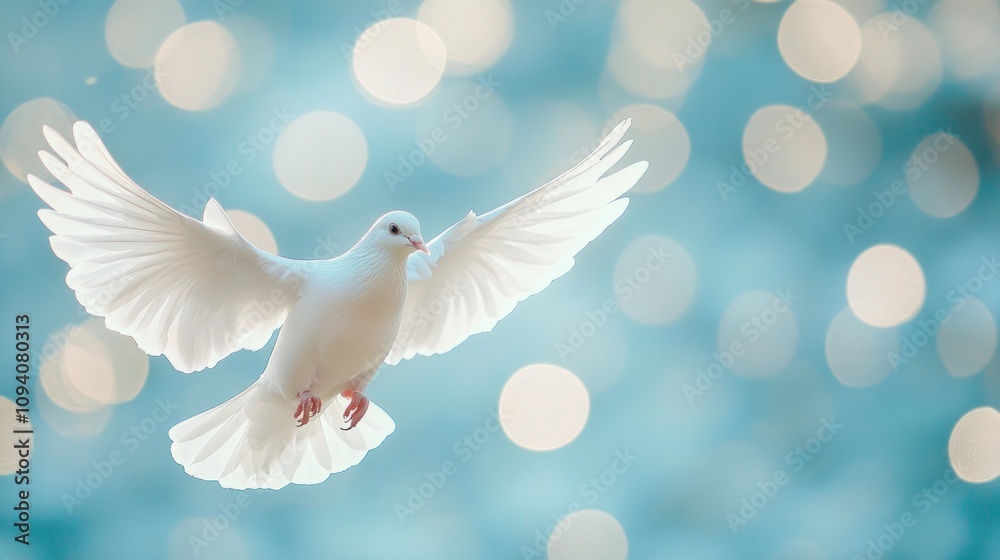 White Dove in Flight with Bokeh Background White Dove in Flight with Bokeh Background