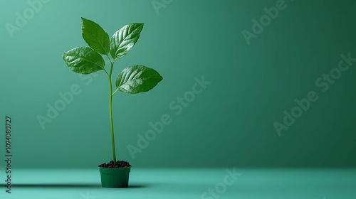 A vibrant green plant growing in a pot against a soothing green backdrop.
