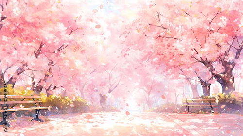 桜のある風景　Generative AI