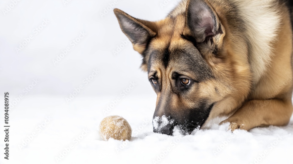 Naklejka premium friendly German dog on white background
