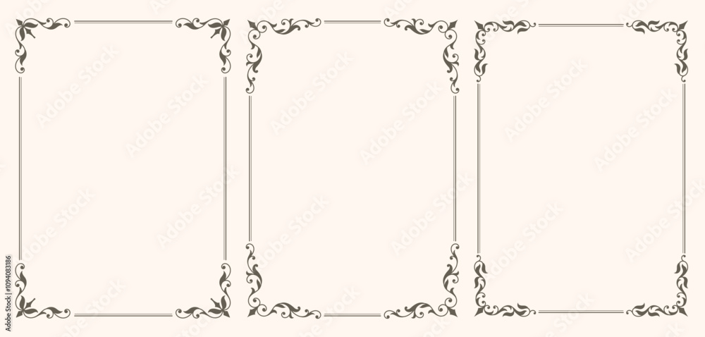 Set of Decorative vintage frames and borders set