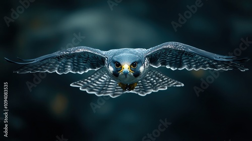 Swift peregrine falcon diving at high speed