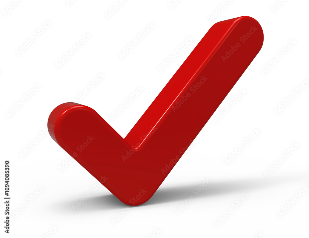 3d Red Check Mark on white background 3d Red Check Mark on white background