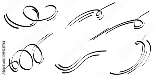 Doodle wind blow, gust design isolated on white background. vector hand drawn illustration
