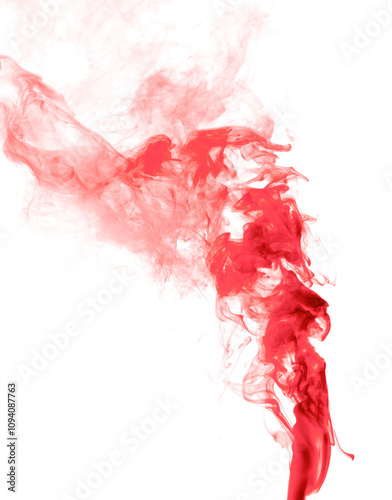 red smoke steam spray, and abstract vapor water isolated on a white background. concept of texture cold mist or hot vapor, fog effect, and cloud for design air pollution, element smog, dust	