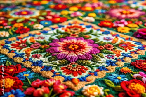 Vibrant Floral Patterned Rug in Tilt-Shift Photography Style, Showcasing Colorful Designs and Textures for Home Decor Inspiration and Interior Design Ideas