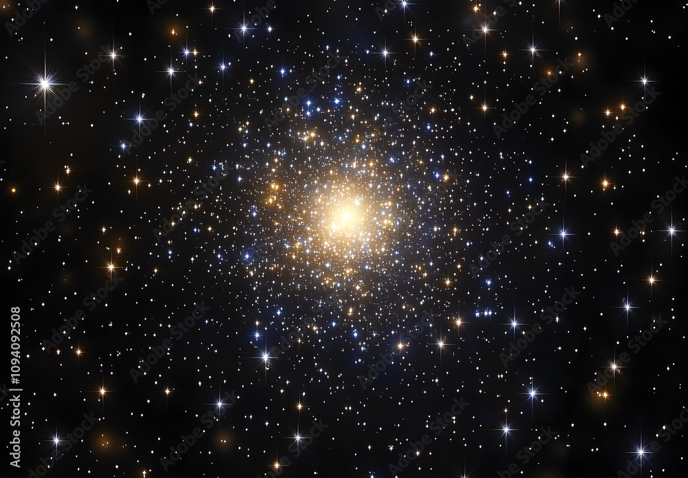 Fototapeta premium Dark night sky full of stars with bright yellow and blue lights