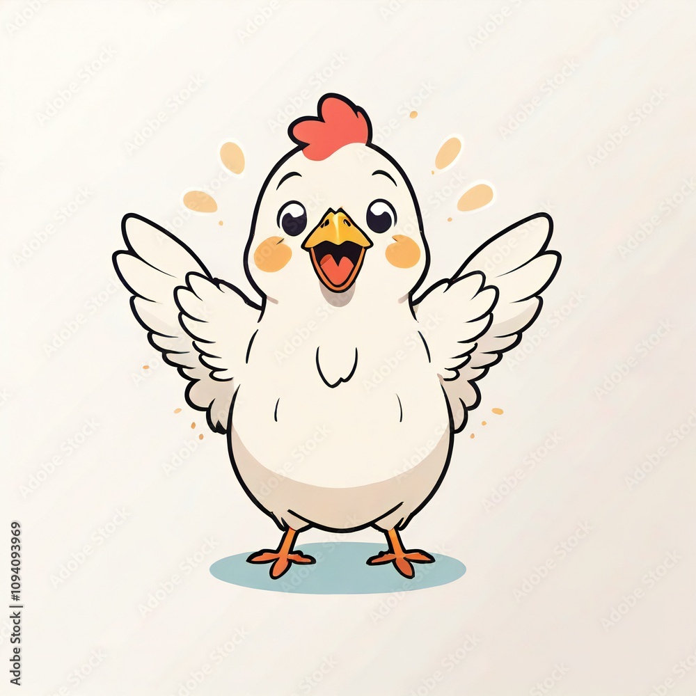 羽を広げたニワトリ