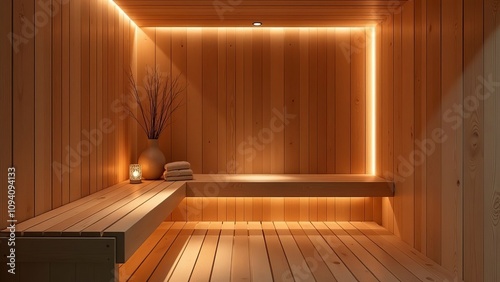 A wooden room with a stone on a table and a bucket