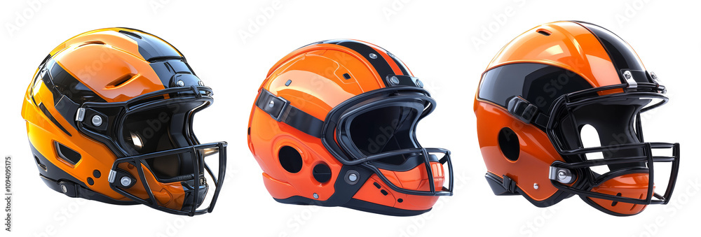 Vibrant American Football Helmets on Transparent Background Vibrant American Football Helmets on Transparent Background
