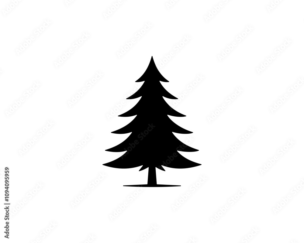 Fototapeta premium Black christmas tree icon vector design illustration