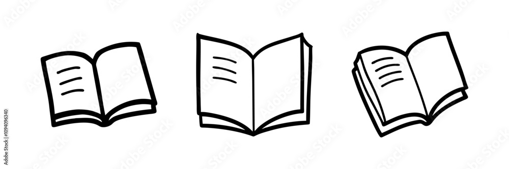 Outline drawing of an open book, symbolizing knowledge or reading. Outline drawing of an open book, symbolizing knowledge or reading.