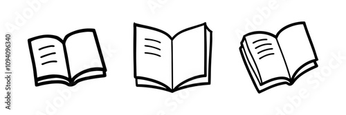 Outline drawing of an open book, symbolizing knowledge or reading.