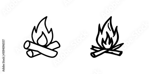 Outline drawing of a bonfire, symbolizing camping or outdoor activities.