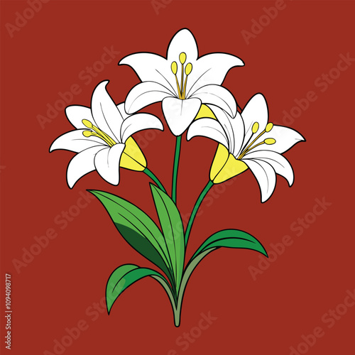 Easter lily flowers are elegant, trumpet-shaped blooms with pure white petals and a sweet fragrance, symbolizing purity, hope, and renewal, often associated with Easter.