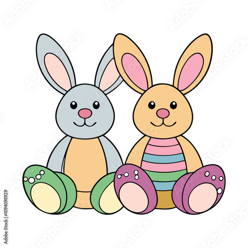 Soft and cuddly stuffed Easter bunnies, adorned with pastel colors, cute bows, and floppy ears, make perfect springtime gifts for kids or charming seasonal décor.