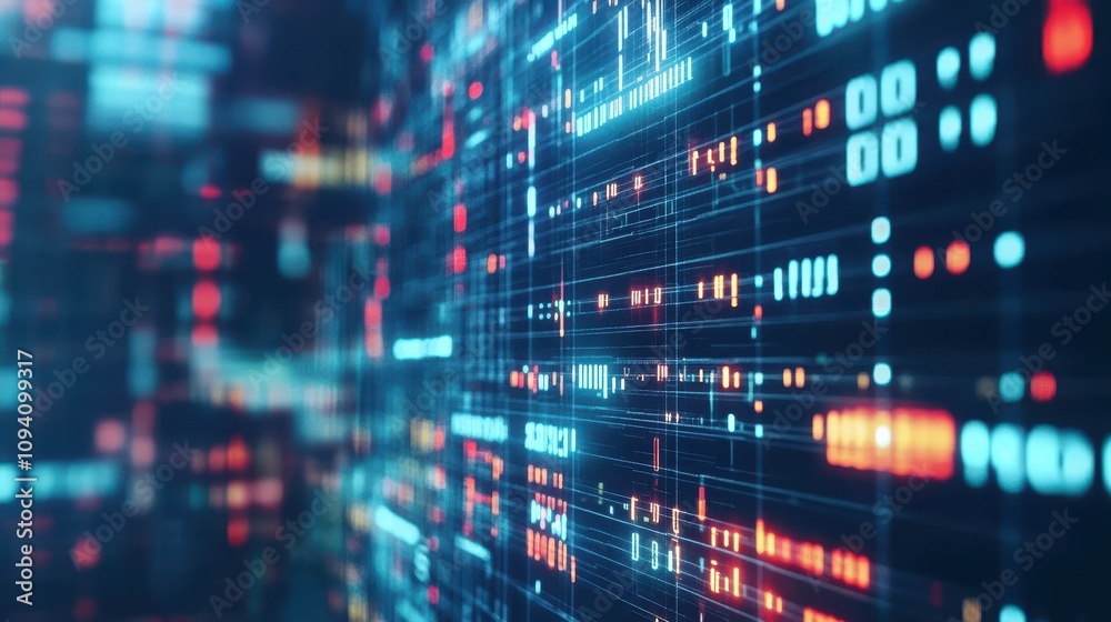 Abstract digital data visualization with lines and glowing elements. Abstract digital data visualization with lines and glowing elements.