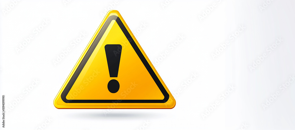 Yellow triangular warning sign with an exclamation mark, isolated on a white background Yellow triangular warning sign with an exclamation mark, isolated on a white background