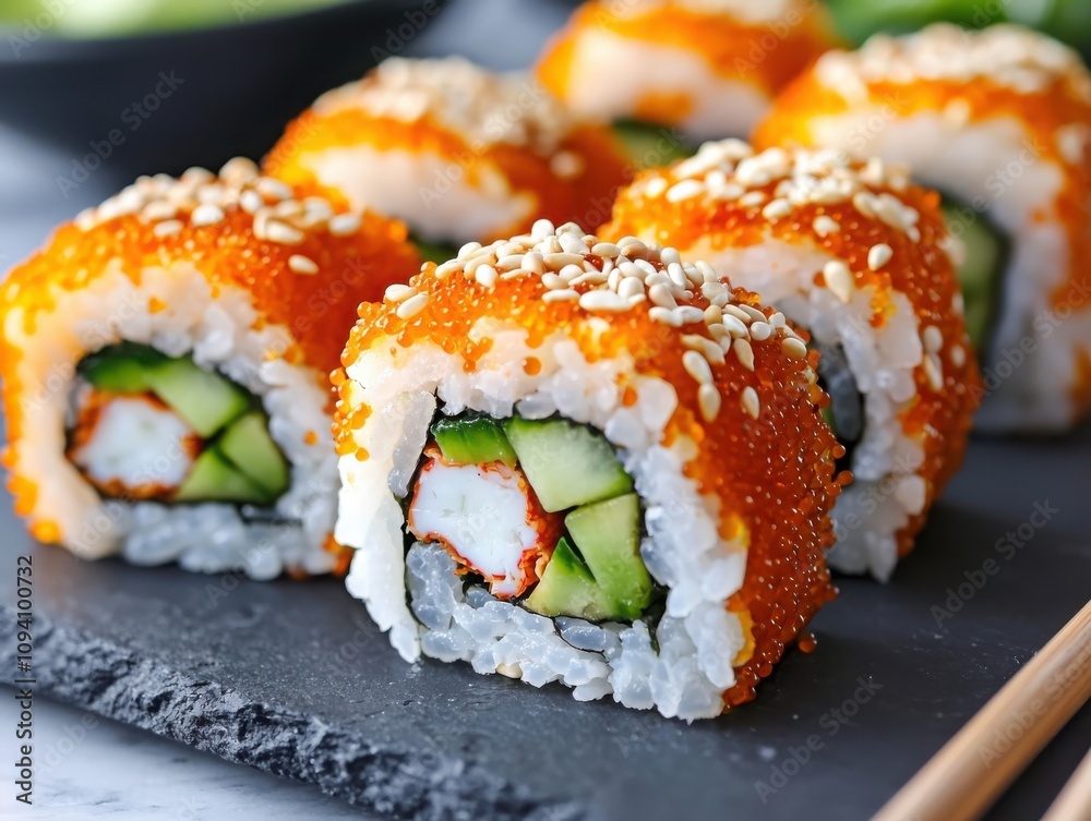 Crafting traditional sushi rolls avocado crab and cucumber delights in a cozy japanese eatery Crafting traditional sushi rolls avocado crab and cucumber delights in a cozy japanese eatery