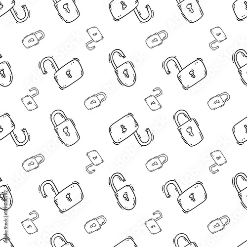 padlock pattern. padlock seamless pattern. doodle padlock seamless pattern. hand drawn padlock pattern background. doodle padlock background