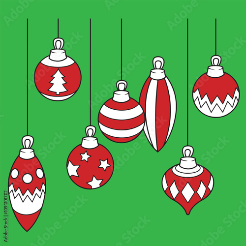 Free Vector | Hand drawn christmas ball ornaments collection, santa, marry christmas