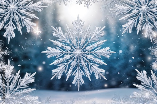 Elegant Frosty Snowflake on a Winter Wonderland Background