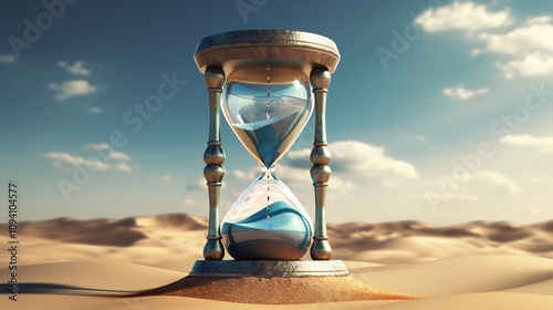 Hourglass with Miniature Earth Time and Climate Change Concept