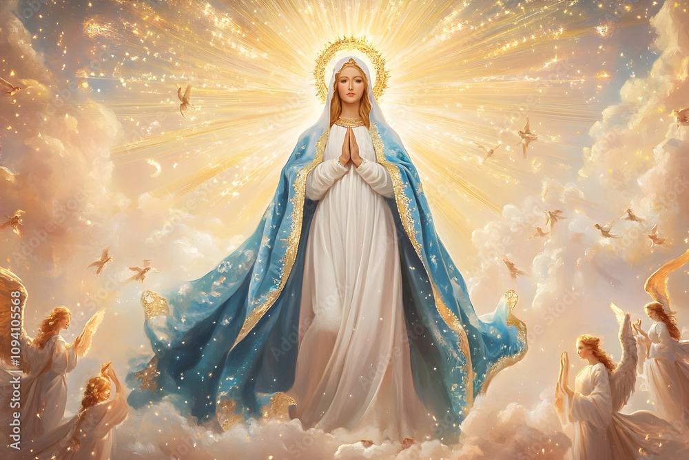 Digital painting of virgin Mary showing kindness and glory Digital painting of virgin Mary showing kindness and glory