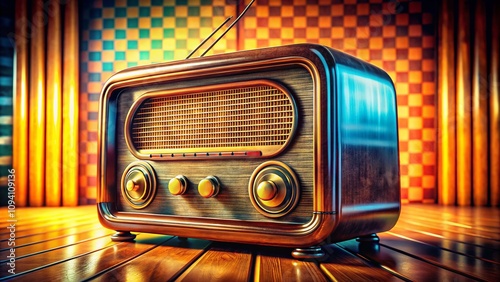 Vintage Shortwave Radio Illustration Capturing the Essence of Classic Communication Technology in a Detailed and Artistic Representation for Documentary Photography Lovers