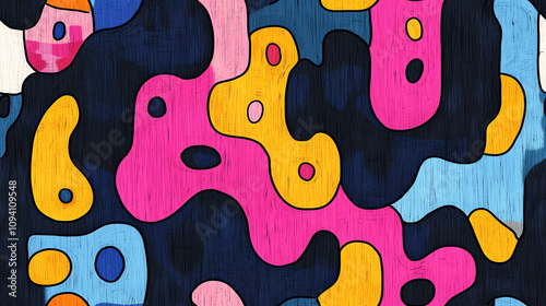 Abstract organic shapes seamless pattern with dots