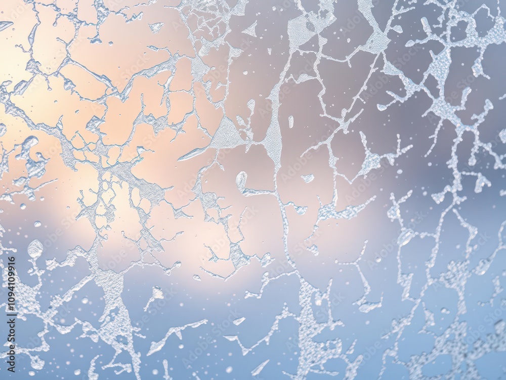 Obraz premium A close-up shot of frost forming on a windowpane, creating a beautiful icy texture, shimmer