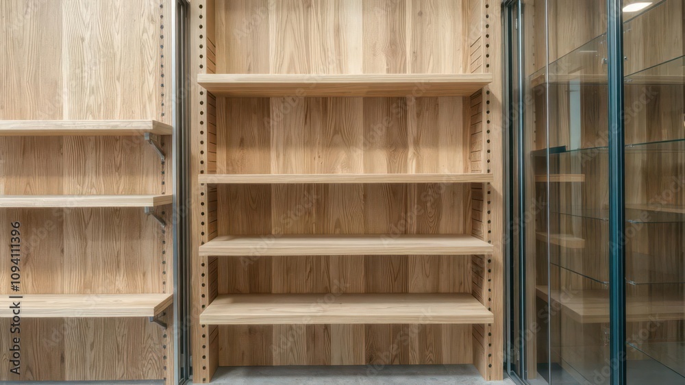 Variety of different textures from store shelves including wood, metal, plastic, and glass, interior Variety of different textures from store shelves including wood, metal, plastic, and glass, interior