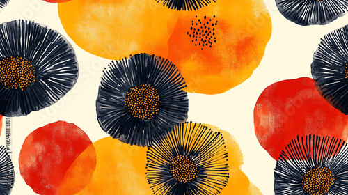 Modern floral seamless pattern with abstract dandelions © InspirationDesign