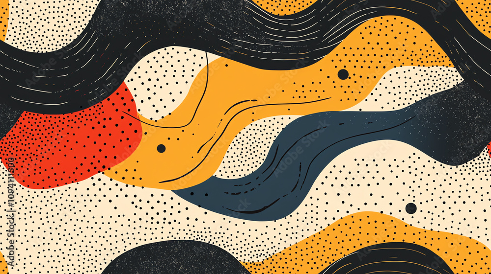 Obraz premium Organic waves seamless pattern with dotted texture