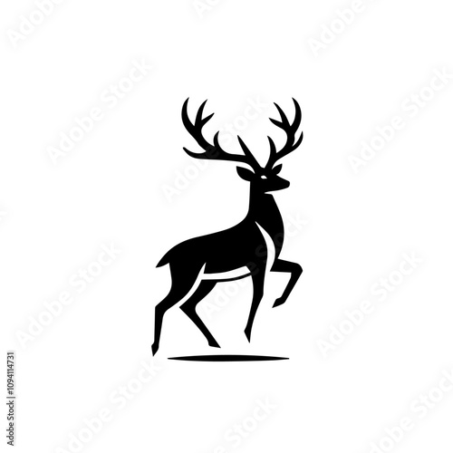 Elegant Deer Silhouette Logo, Majestic Wildlife Design for Nature and Branding. Standing Deer Silhouette Logo, Majestic Stag Vector for Nature and Branding. photo